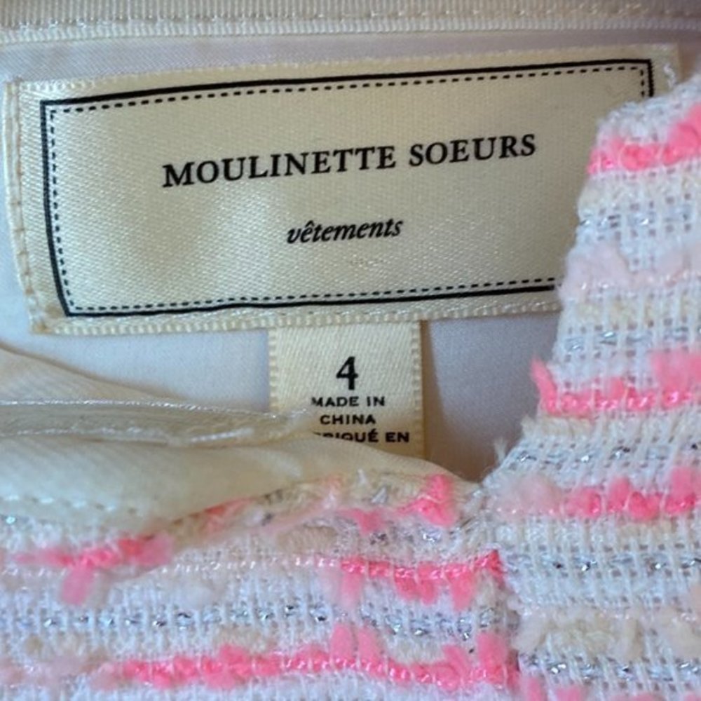 Anthropologie Moulinette Soeurs Tweed Pink & Metallic Strapless Dress Size 4 - Picture 4 of 4
